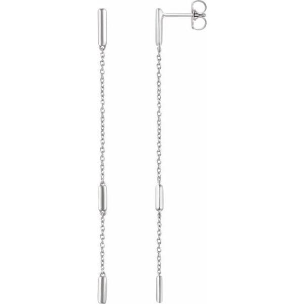 14K Yellow Bar Chain Earrings