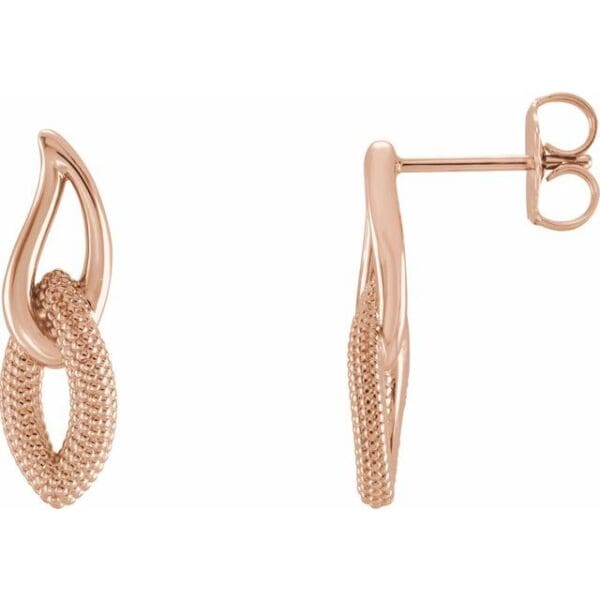 14K White Beaded Drop Earrings