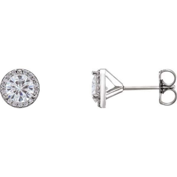 14K White 5 mm Forever One™ Lab-Grown Moissanite & .07 CTW Natural Diamond Earrings