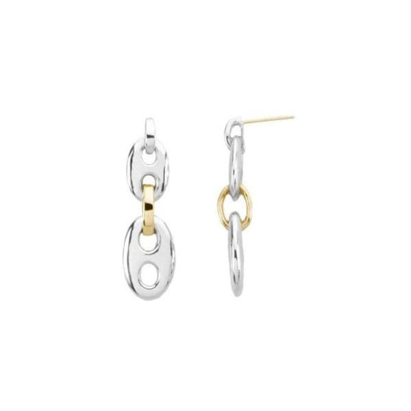 Sterling Silver & 14K Yellow Marine Link Earrings