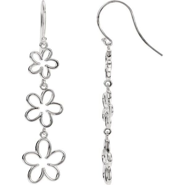 Sterling Silver Flower Dangle Earrings