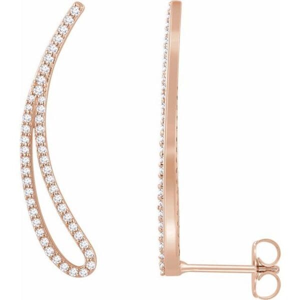 14K White 1/4 CTW Natural Diamond Ear Climbers