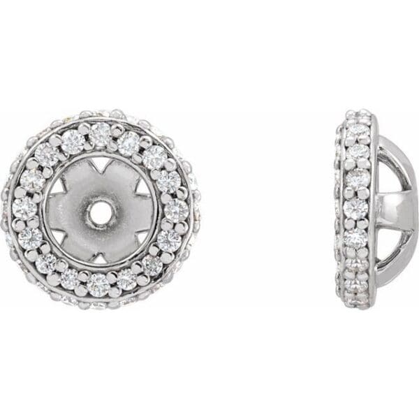 14K White .09 mm Round Earring Jacket Mounting with 4.5 mm ID