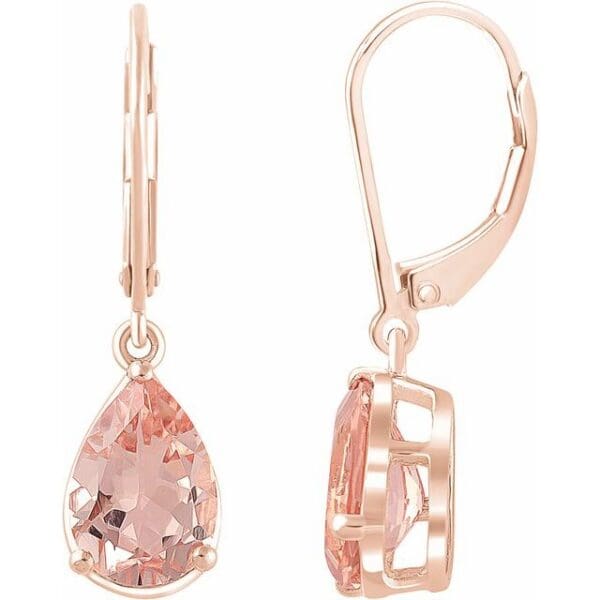 14K Rose Natural Pink Morganite Earrings