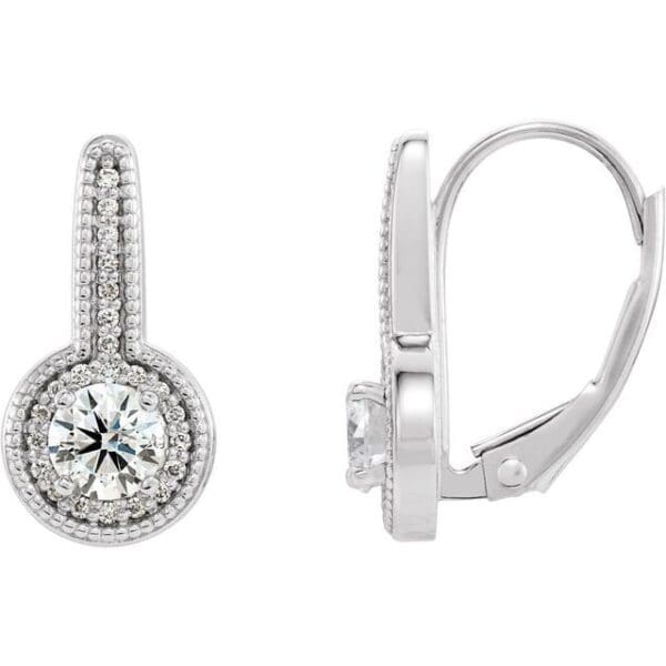 14K Rose 1/10 CTW Natural Diamond Semi-Set Halo-Style Dangle Earrings