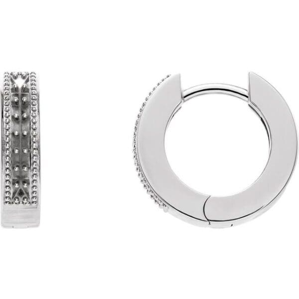 14K White 1.3 mm Round Accented 12.5 mm Hoop Earring Mounting