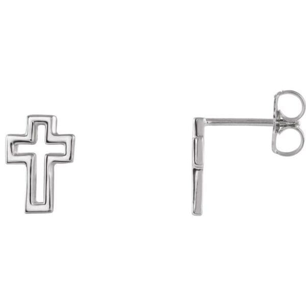 14K Yellow Open Cross Earring