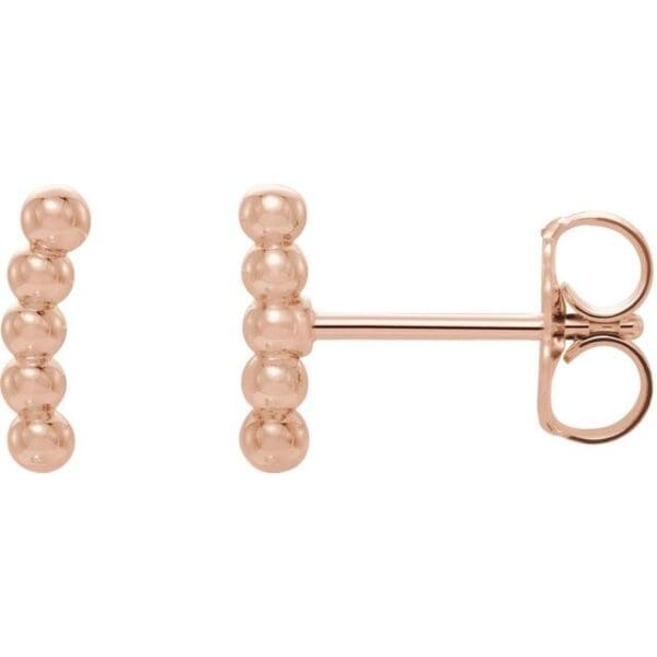 14K White Curved Beaded Earrings