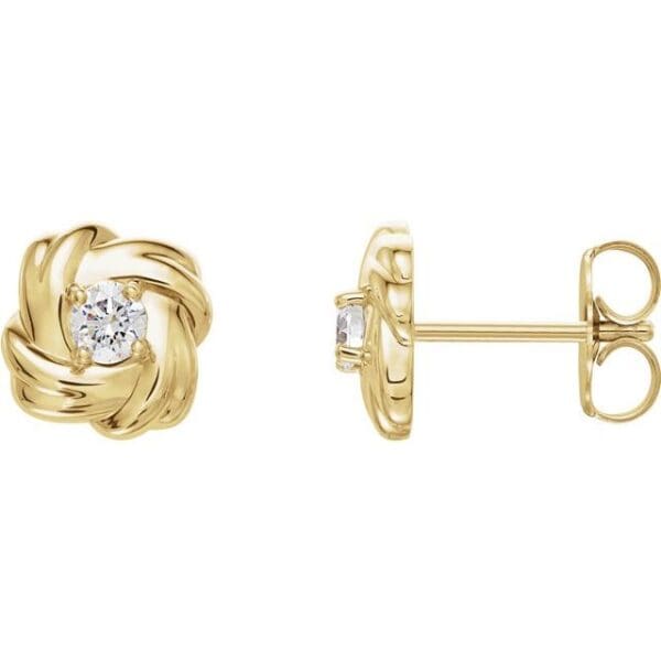 14K White 3 mm Round Knot Earring Mounting