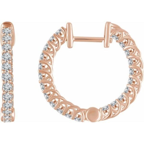 14K White 1 CTW Natural Diamond Inside-Outside 20.1 mm Hoop Earrings