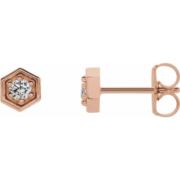 14K White 2.5 mm Round Hexagon Earring Mounting