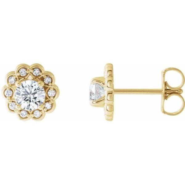 14K White 4.1 mm Round .08 CTW Natural Diamond Semi-Set Earrings