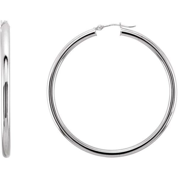 14K Yellow Tube 40 mm Hoop Earring