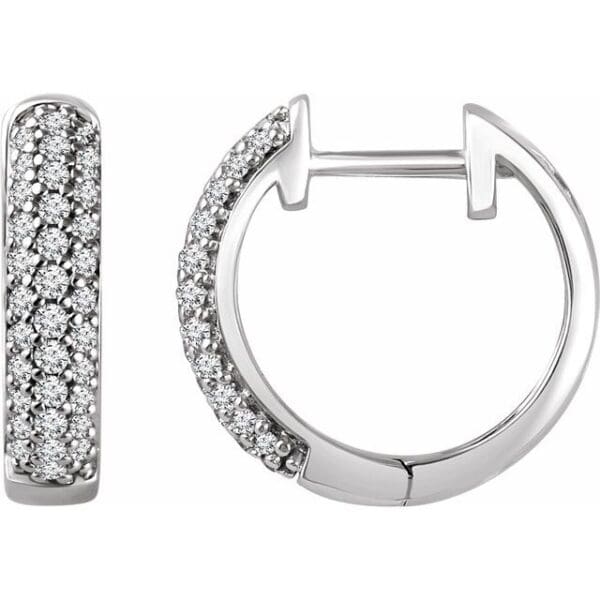 14K White 1/3 CTW Natural Diamond 14 mm Hoop Earrings