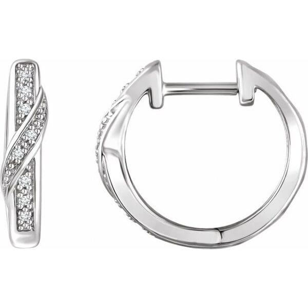 14K White .05 CTW Natural Diamond 14.8 mm Hoop Earrings