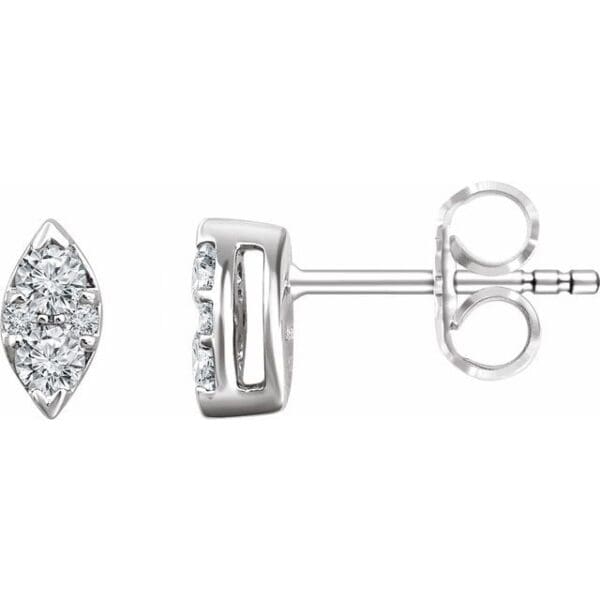 14K White 1/5 CTW Natural Diamond Cluster Earrings