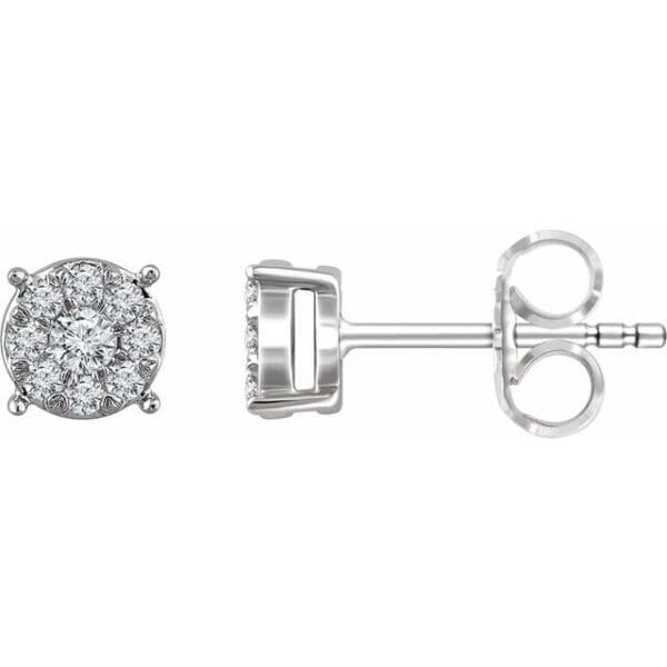 14K White 1/4 CTW Natural Diamond Cluster Earrings