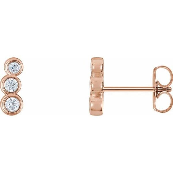 14K White Petite Three-Stone Ear Climber Mounting