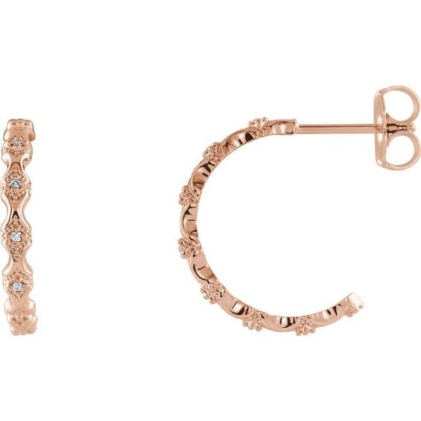 14K Rose Round Hoop Earrings