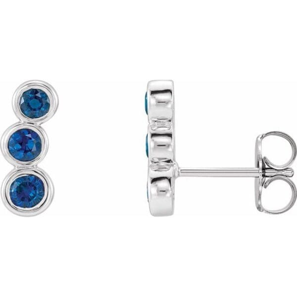 14K White Three-Stone Ear Climber Mounting