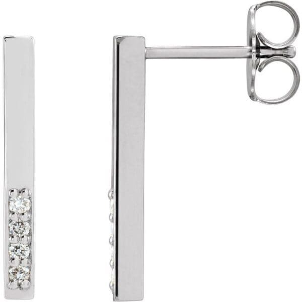 14K White 1.3 mm Round Bar Earring Mounting