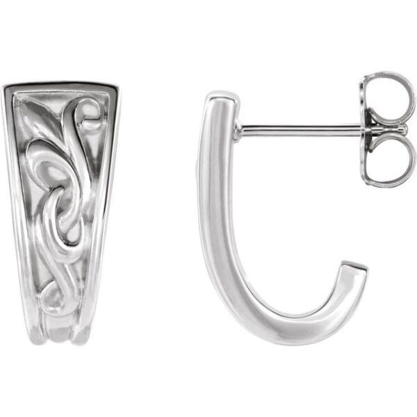 14K Yellow Vintage-Inspired J-Hoop Earrings