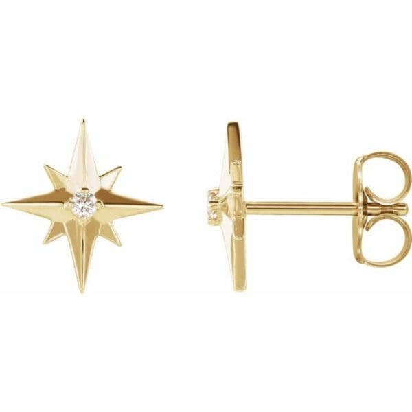 14K White 1.5 mm Round Star Earring Mounting