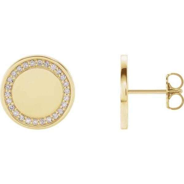 14K Yellow 1/4 CTW Natural Diamond Engravable Earrings