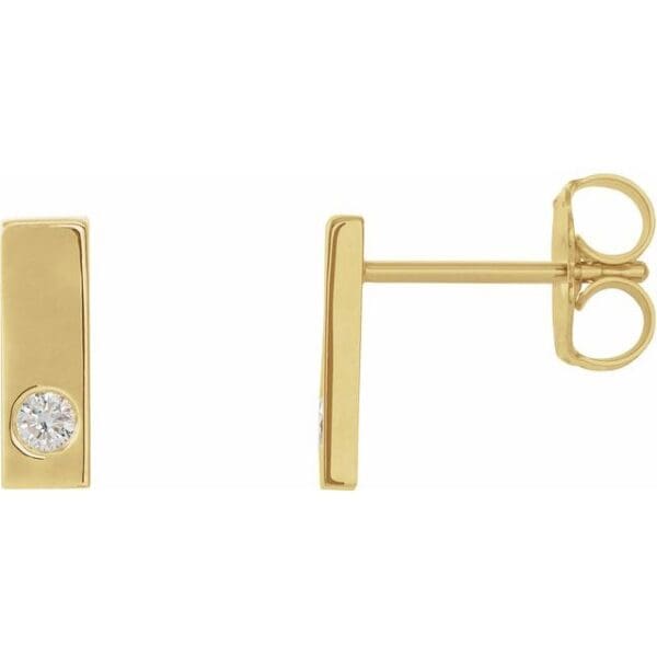 14K White .06 CTW Natural Diamond Bar Earrings