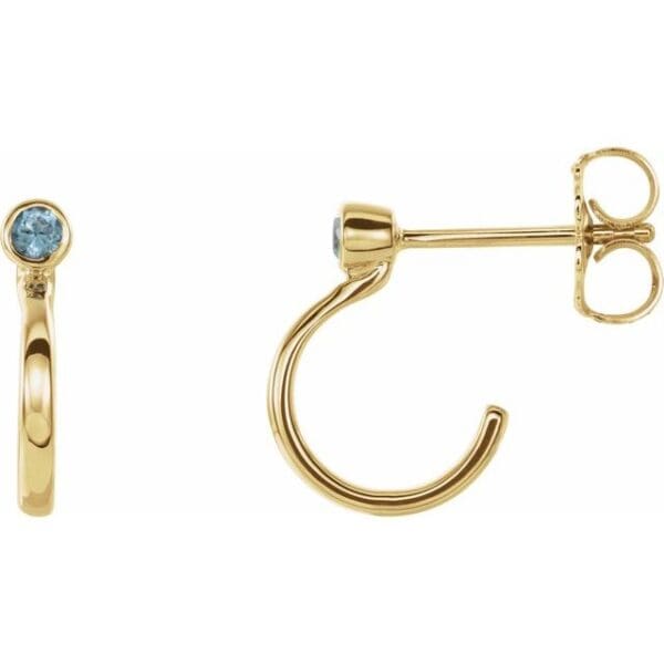 14K Yellow 2 mm Round Bezel-Set Huggie Earring Mounting