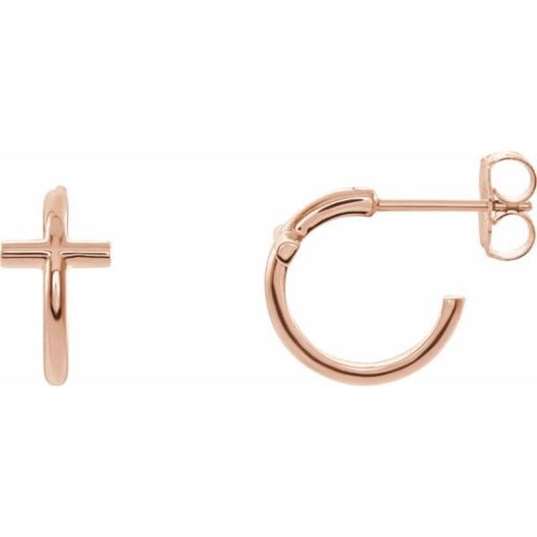 14K Yellow 11.8 mm Cross Hoop Earrings