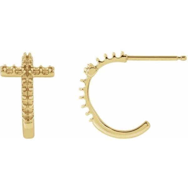 14K White 1.3 mm Round Cross 12.15 mm Hoop Earring Mounting