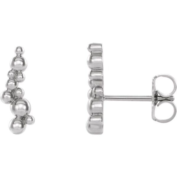 14K White Beaded Ear Climbers