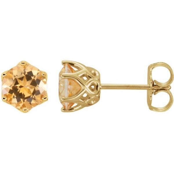 14K Rose 7 mm Round 6-Prong Earring Mounting