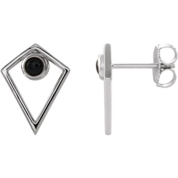 Sterling Silver 3 mm Round Bezel-Set Pyramid Earring Mounting