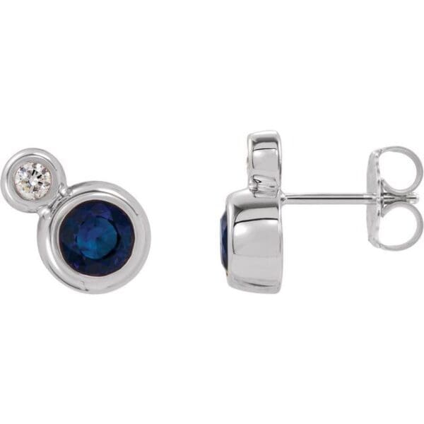 Sterling Silver 3 mm Lab-Grown Emerald & .03 CTW Natural Diamond Earrings