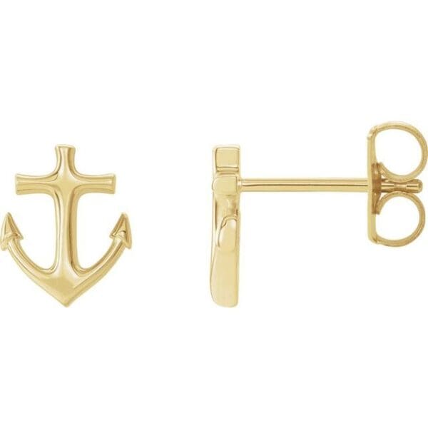 14K Rose Anchor Earrings