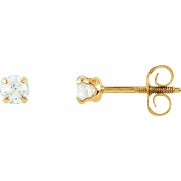 14K Yellow 3 mm Imitation White Cubic Zirconia Youth Stud Earrings