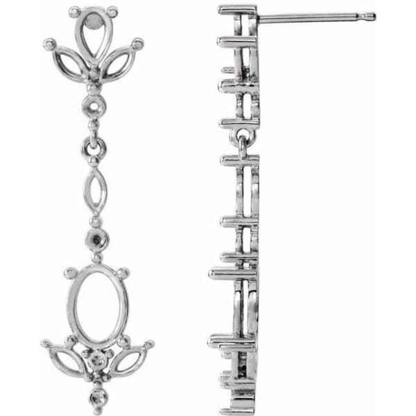 Sterling Silver Multi-Stone Dangle Earring Mounting