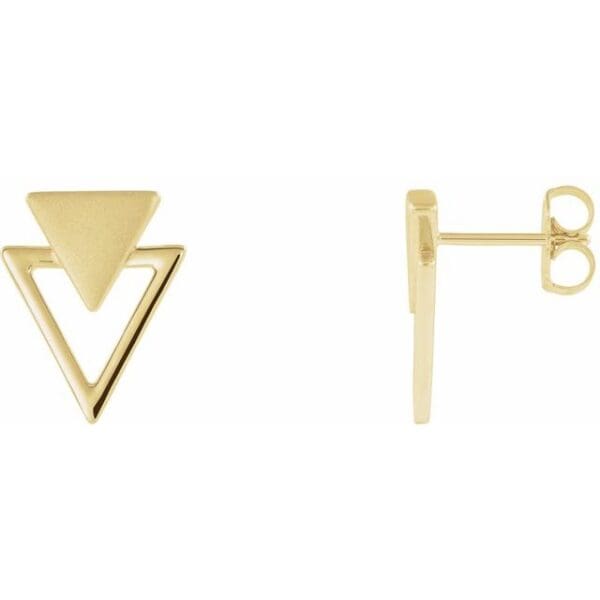 14K White Geometric Earrings