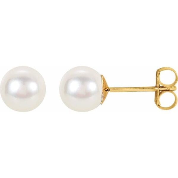 14K Rose Earring Mounting for 5-7 mm Pearl