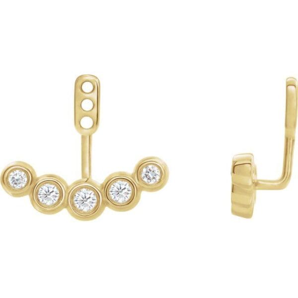 14K White Curved Bar Front-Back Earring Jacket Mounting