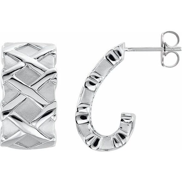 14K White J-Hoop Earrings