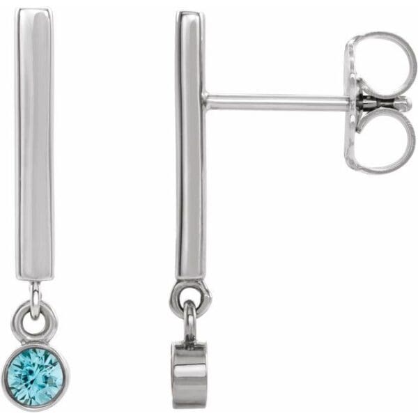 14K White 2.5 mm Round Bezel-Set Bar Earring Mounting