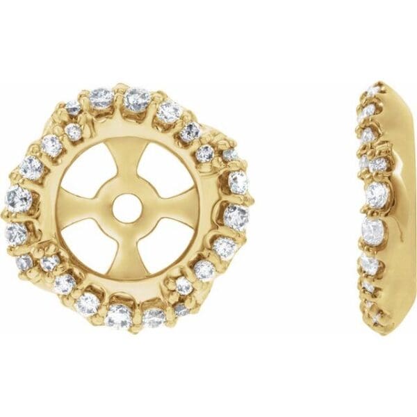 14K Yellow 1/4 CTW Natural Diamond Halo-Style Earring Jackets