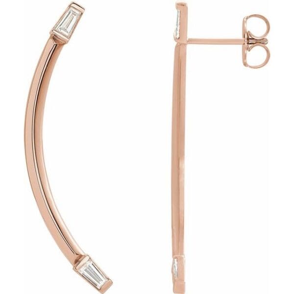 14K White 1/4 CTW Natural Diamond Curved Bar Earrings