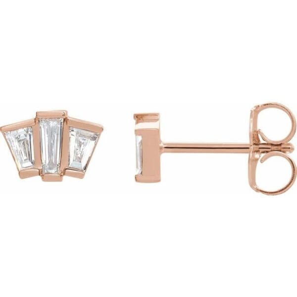 14K White Geometric Cluster Stud Earring Mounting