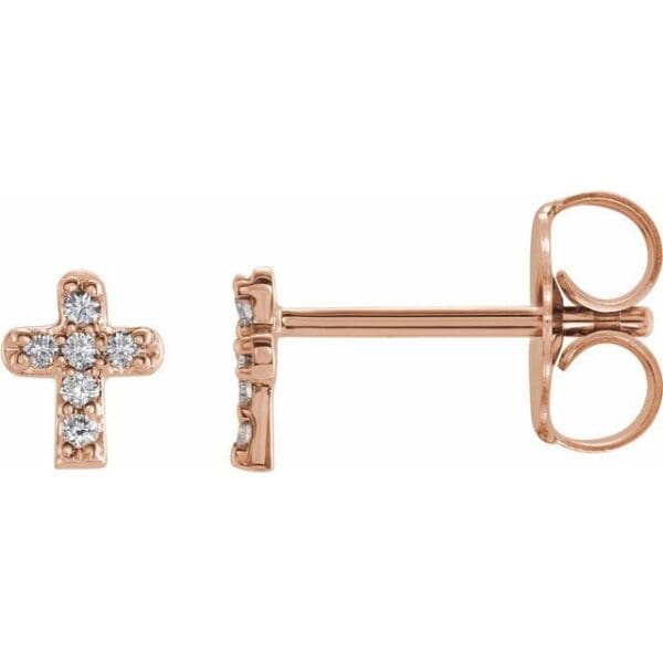 14K White .06 CTW Natural Diamond Youth Cross Earrings