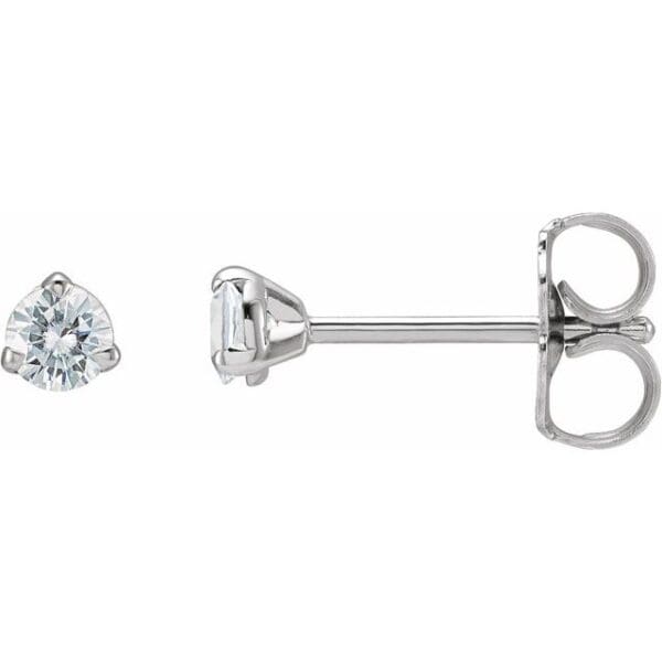 14K White 3.5 mm Round 3-Prong Claw Cocktail-Style Earring Mounting
