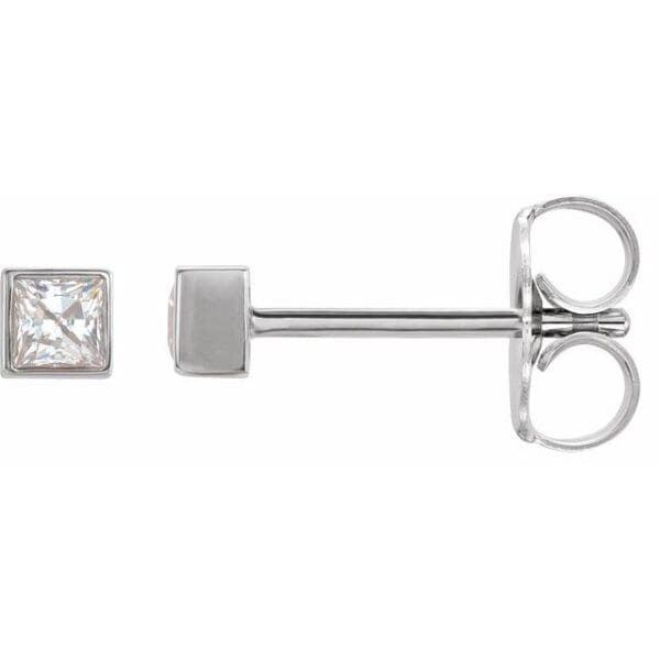 14K White 1.5x1.5 mm Square Bezel-Set Earring Mounting